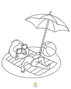 A boy chilling at beach coloring page