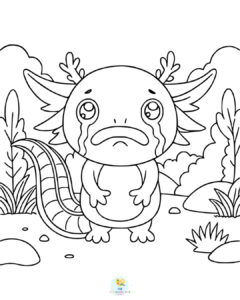 Axolotl crying coloring page