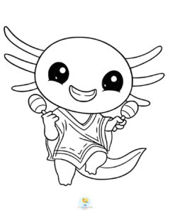 Axolotl playing maracas
