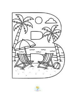 B for Beach coloring page