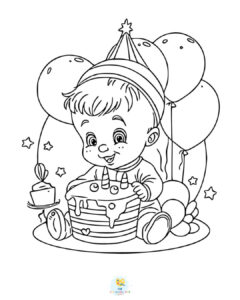 Baby boy's birthday coloring page