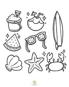 Beach coloring page for preschoolers