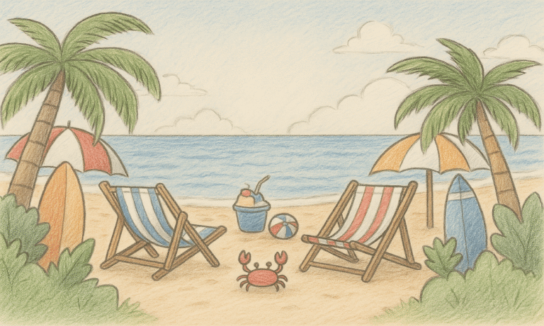 Beach coloring pages for kids