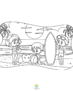 Beach colouring pages