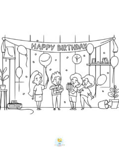 Birthday coloring page for adults