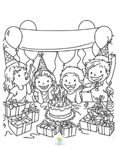 Birthday colouring pages printable