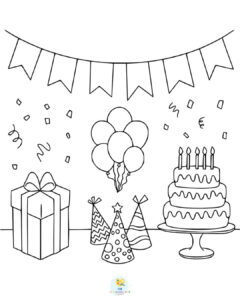 Birthday elements coloring page