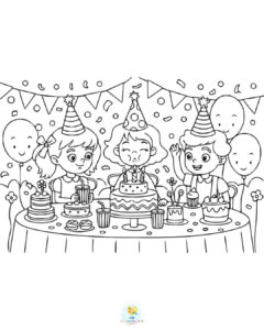 Birthday party coloring page