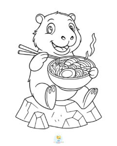 Capybara enjoying ramen