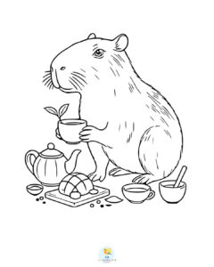 Capybara enjoying tea
