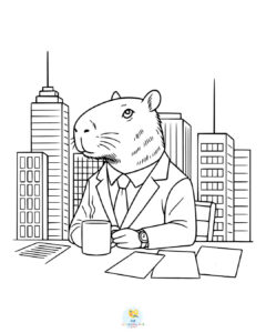 Capybara in its office