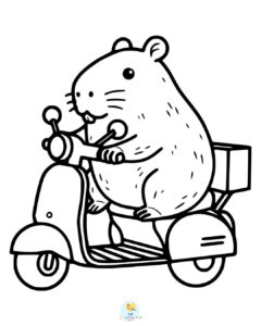 Capybara riding a scooter