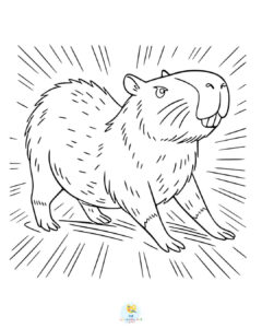 Capybara stretching coloring picture
