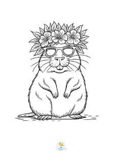 Capybara wearing sunglasses coloring page