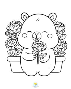 Capybara with a sunflower