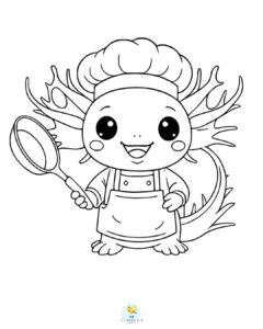 Chef axolotl coloring image