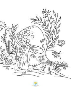 Complex mushroom coloring page