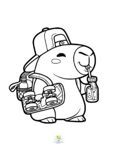 Cool capybara coloring sheet