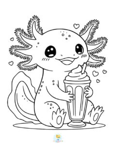 Cute axolotl coloring page