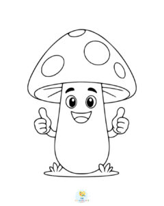 Cute mushroom coloring page