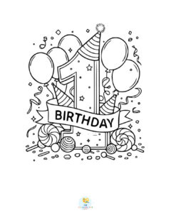 First birthday coloring page