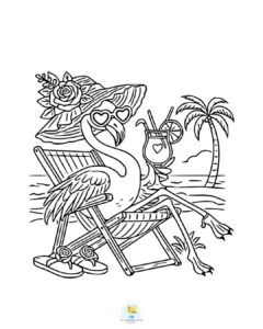 Flamingo enjoying at beach