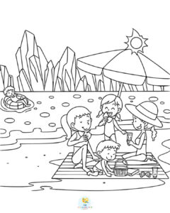 Fun at the beach coloring page