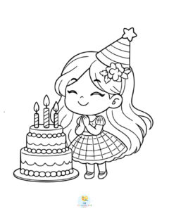 Girl's birthday coloring page
