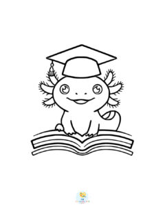 Graduate axolotl coloring page