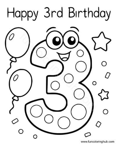 Happy 3rd Birthday Coloring Pages Happy 3rd Birthday Coloring Pages