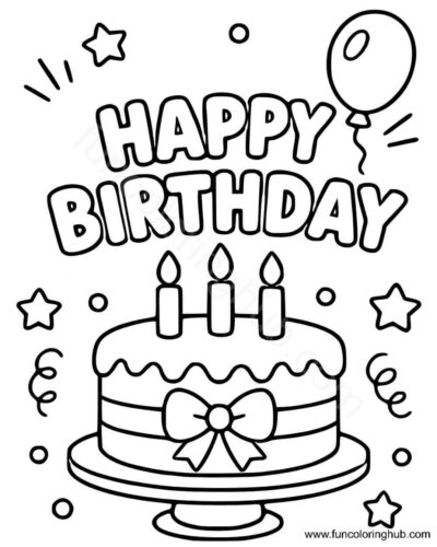 Happy Birthday Cake Coloring Pages Happy Birthday Cake Coloring Pages