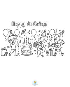 Happy birthday coloring page to print