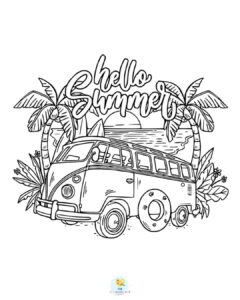 Hello summer coloring page