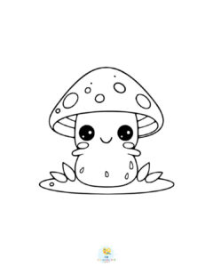 Kawai mushroom coloring page