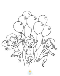 Kids with birthday balloons