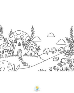 Mushroom coloring pages PDF