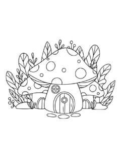Mushroom home coloring page