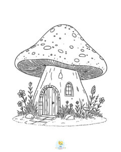 Mushroom house coloring page