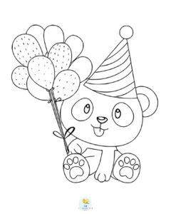 Panda's birthday coloring page