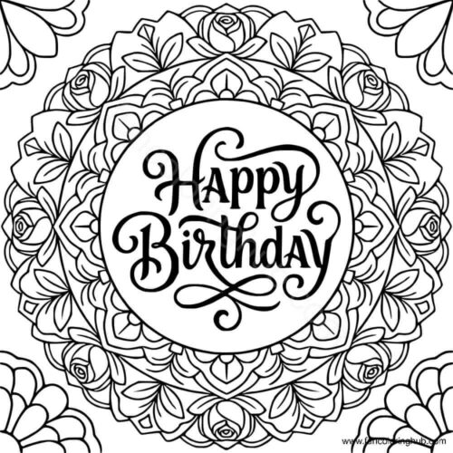 Printable Happy Birthday Coloring Pages For Adults Printable Happy Birthday Coloring Pages For Adults