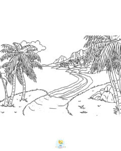 Realistic beach coloring page