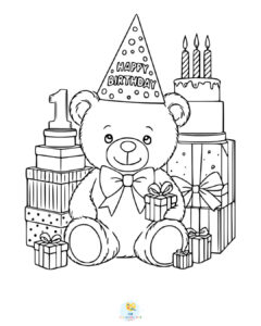 Teddy's birthday coloring page