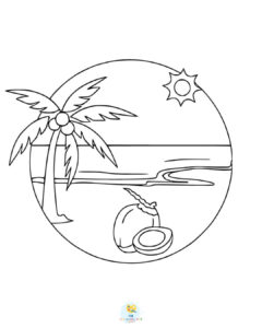 Tropical beach coloring page