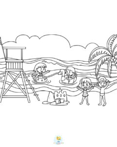 Tropical beach coloring pages
