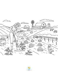 A farmer tending her farm