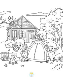 Backyard camping coloring pages