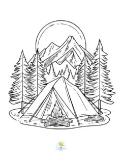 Camping coloring pages PDF