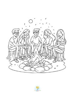 Camping coloring pages for adults