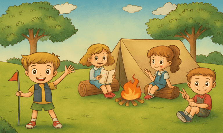 Camping coloring pages for kids