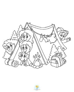 Cute camping coloring pages